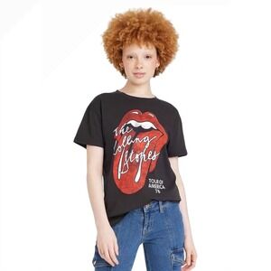 The Rolling Stones‎ Tour of America 78 Black Graphic T Shirt Women's Size L